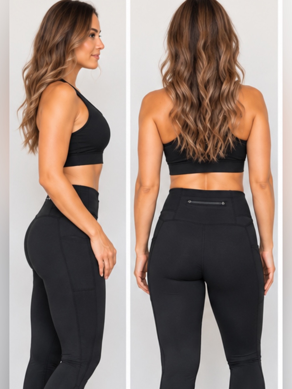 Nike Women’s Black/Gray Running Leggings Mesh Panels Zip Pocket Athletic Pants